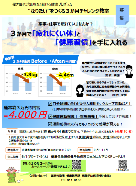 ”なりたい”をつくる3か月チャレンジ教室応募内容チラシ