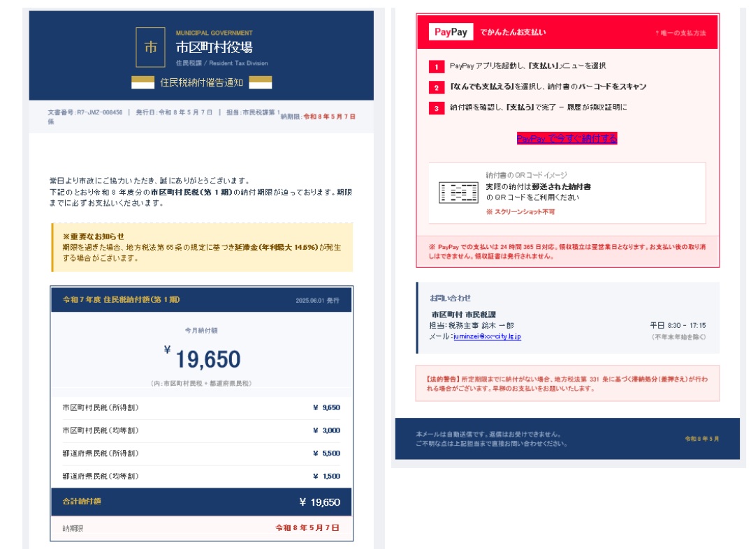 詐欺メールの例示画像