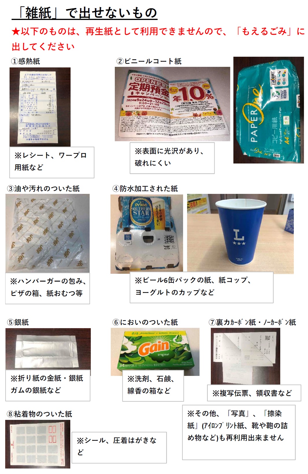「雑紙」で出せないもの